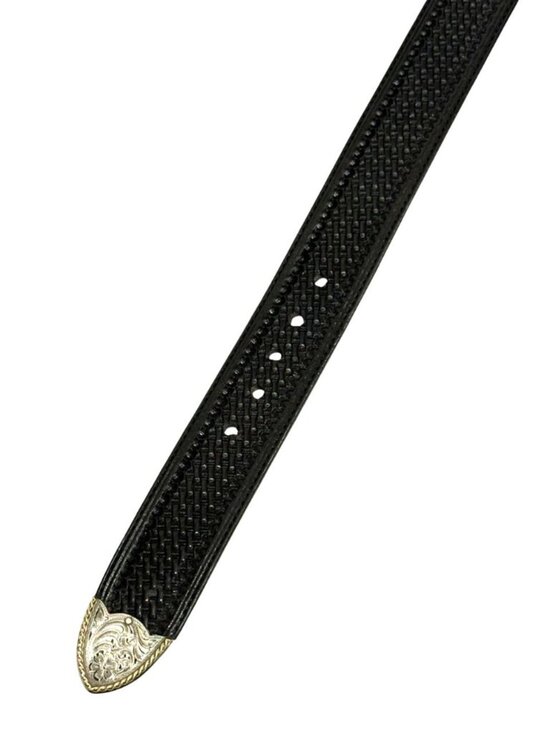 Blue Ribbon Tack Western Leather Belt Sterling Silver Overlay Buckle Tip Size 32 main image 8
